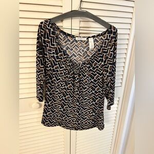 Liz Claiborne Zigzag Print Blouse - Black and Brown